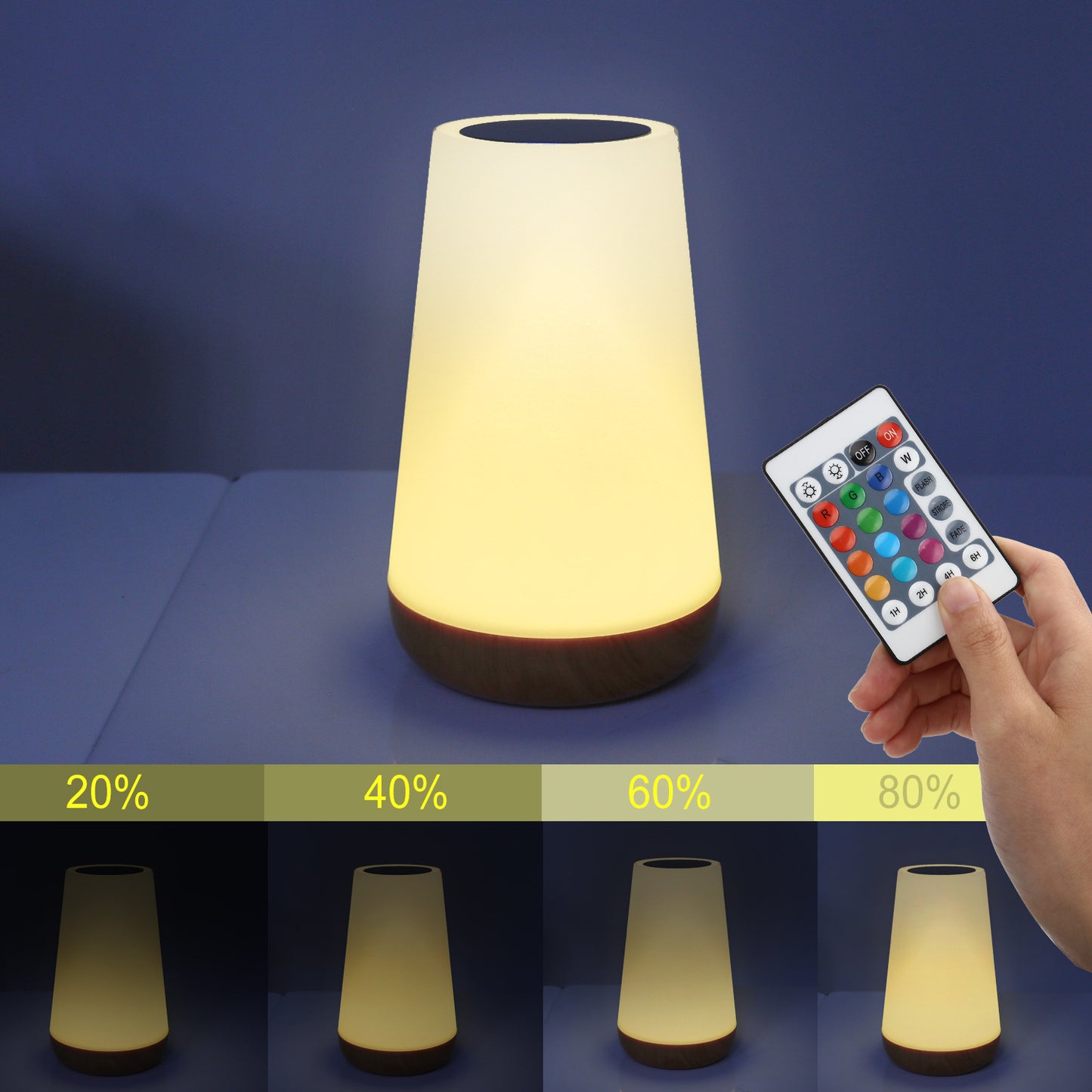 Wood Grain Touch Night Light with Remote Control - Rainbow Atmosphere Lamp for Bedroom