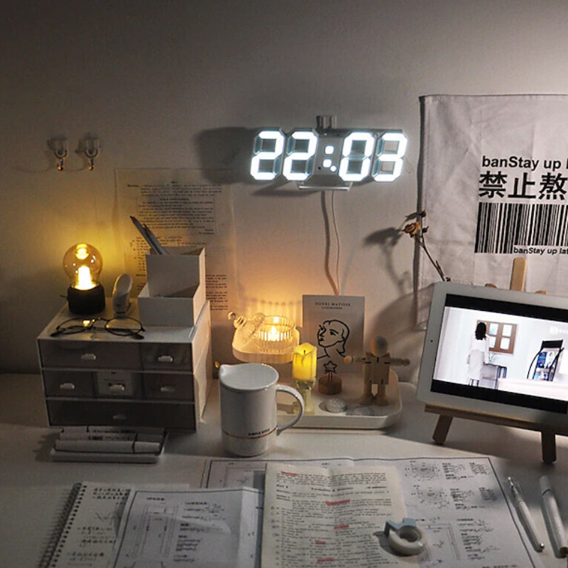 3D LED Digital Alarm Clock - Colorful Display 12/24 Hour Format for Bedroom & Office