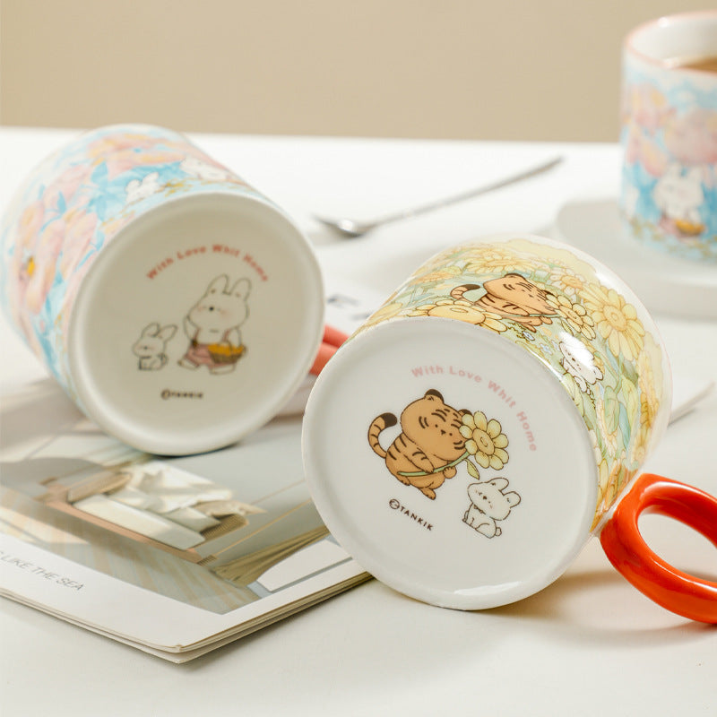 Creative Ceramic Mug – Cute Animal Coffee Cup Gift | Rabbit & Tiger Design