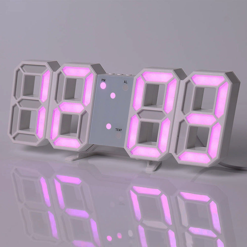 3D LED Digital Alarm Clock - Colorful Display 12/24 Hour Format for Bedroom & Office