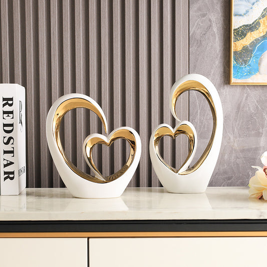 Heart-to-Heart Ornament - Modern Home Decor for Living Room, Bedroom & TV Cabinet