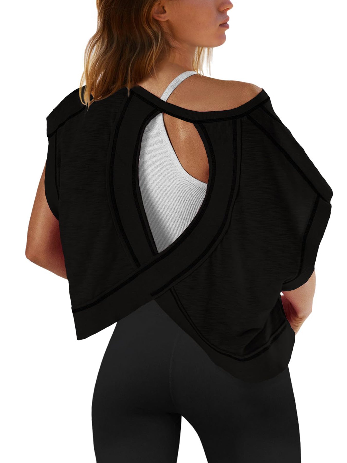 Women's Breathable Yoga T-Shirt - Loose Fit Sports Top with Beautiful Back
