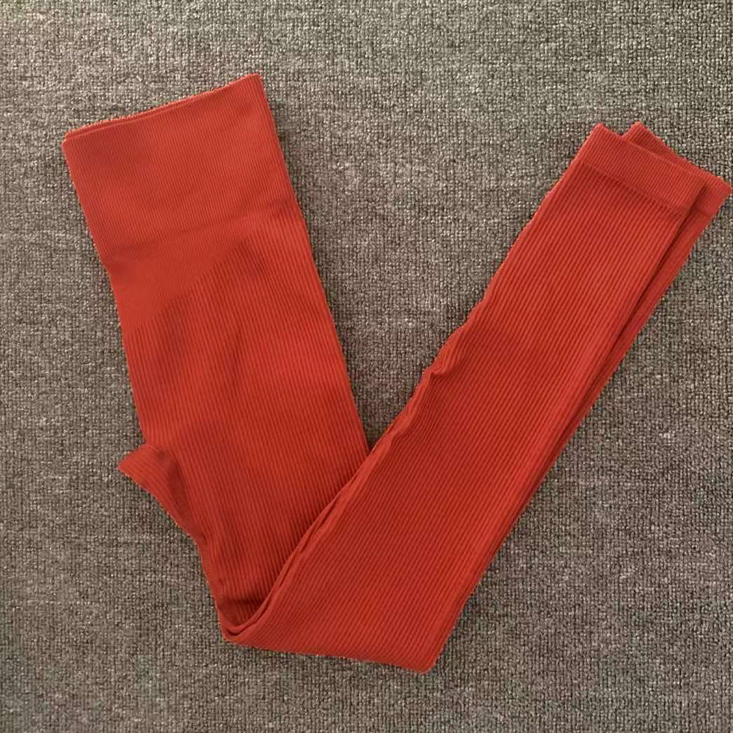 Seamless Yoga Set - Ribbed Long Sleeve Workout Top & High Waist Leggings | Quick Dry