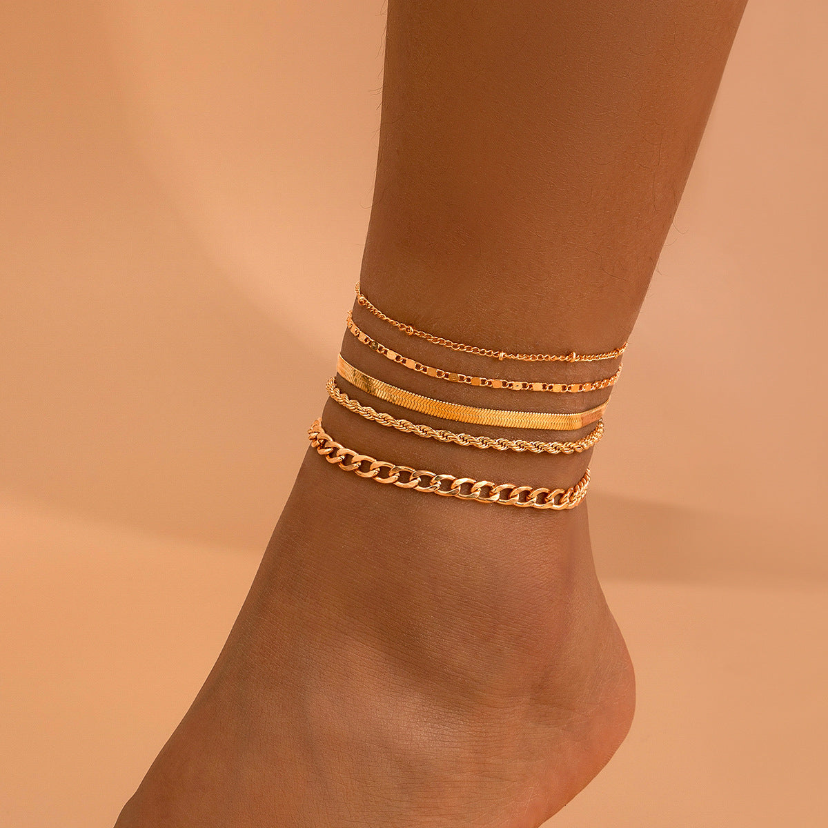 Love Beaded Ankle Chain Set - Hip Hop Punk Snake Bone Foot Jewelry