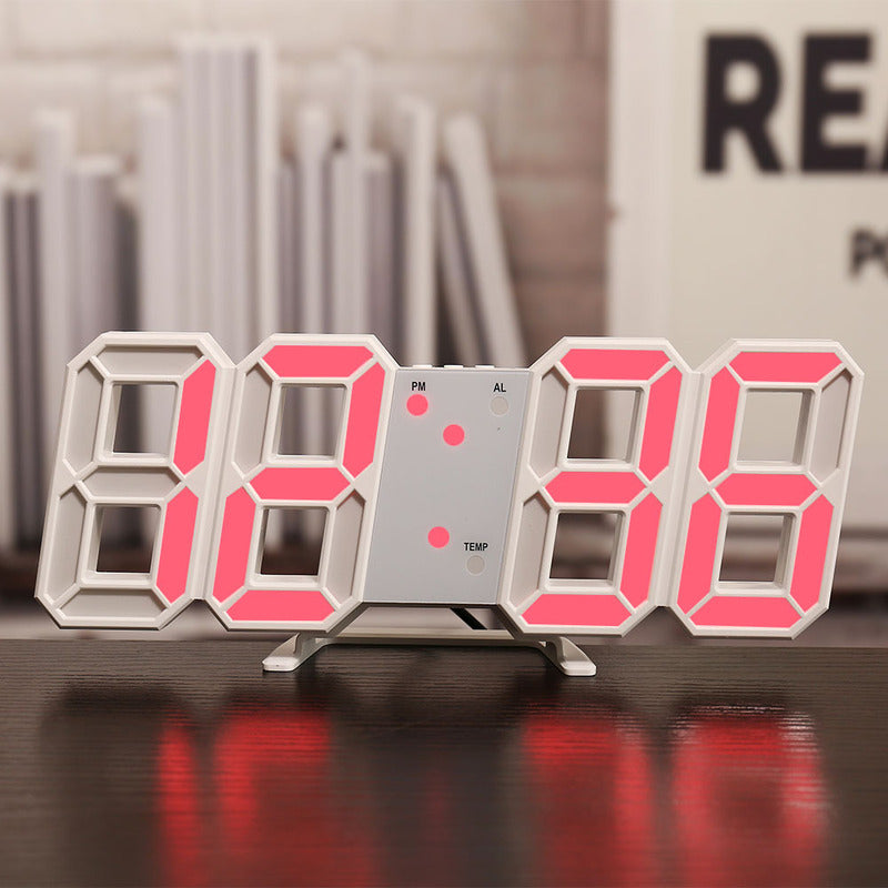 3D LED Digital Alarm Clock - Colorful Display 12/24 Hour Format for Bedroom & Office