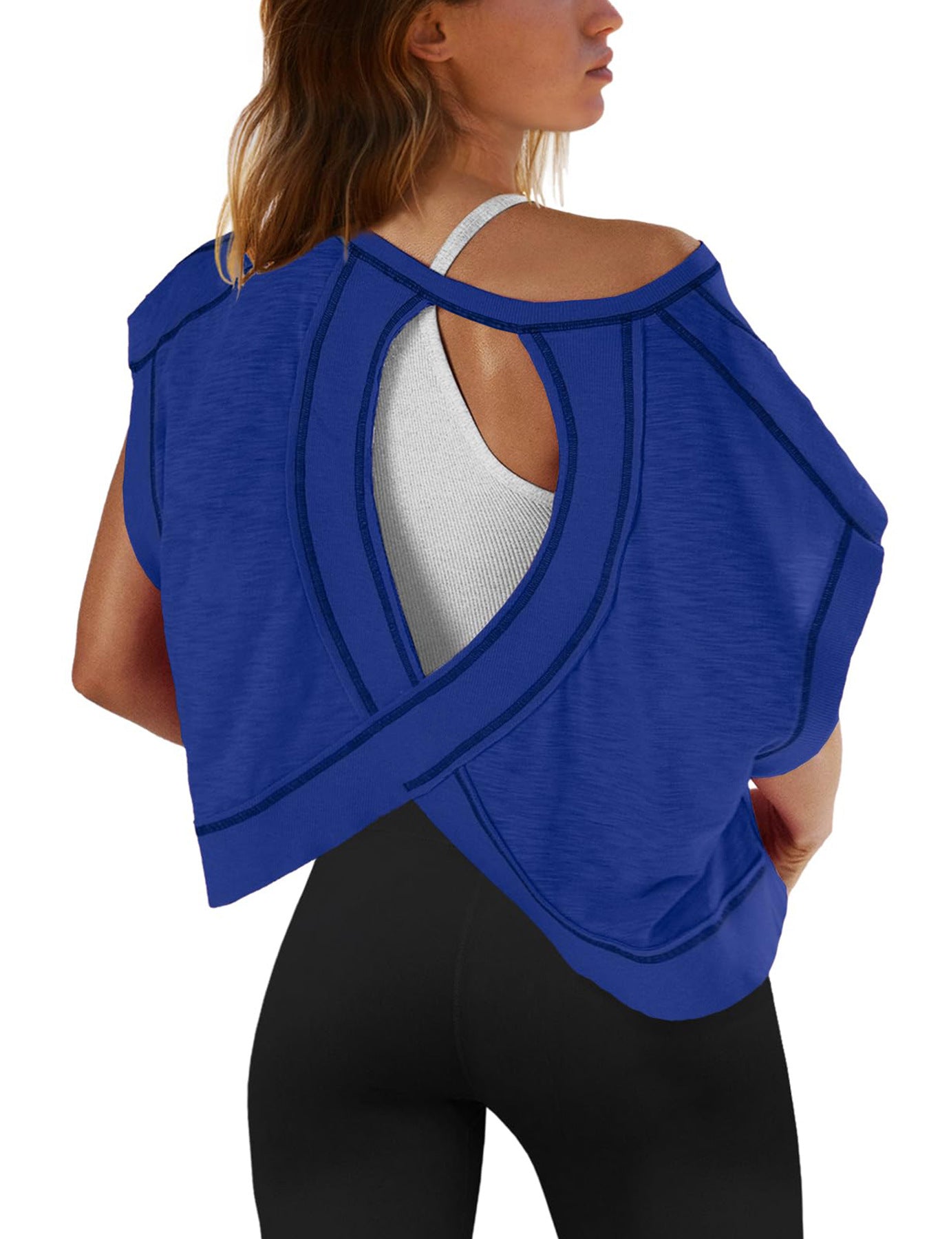 Women's Breathable Yoga T-Shirt - Loose Fit Sports Top with Beautiful Back
