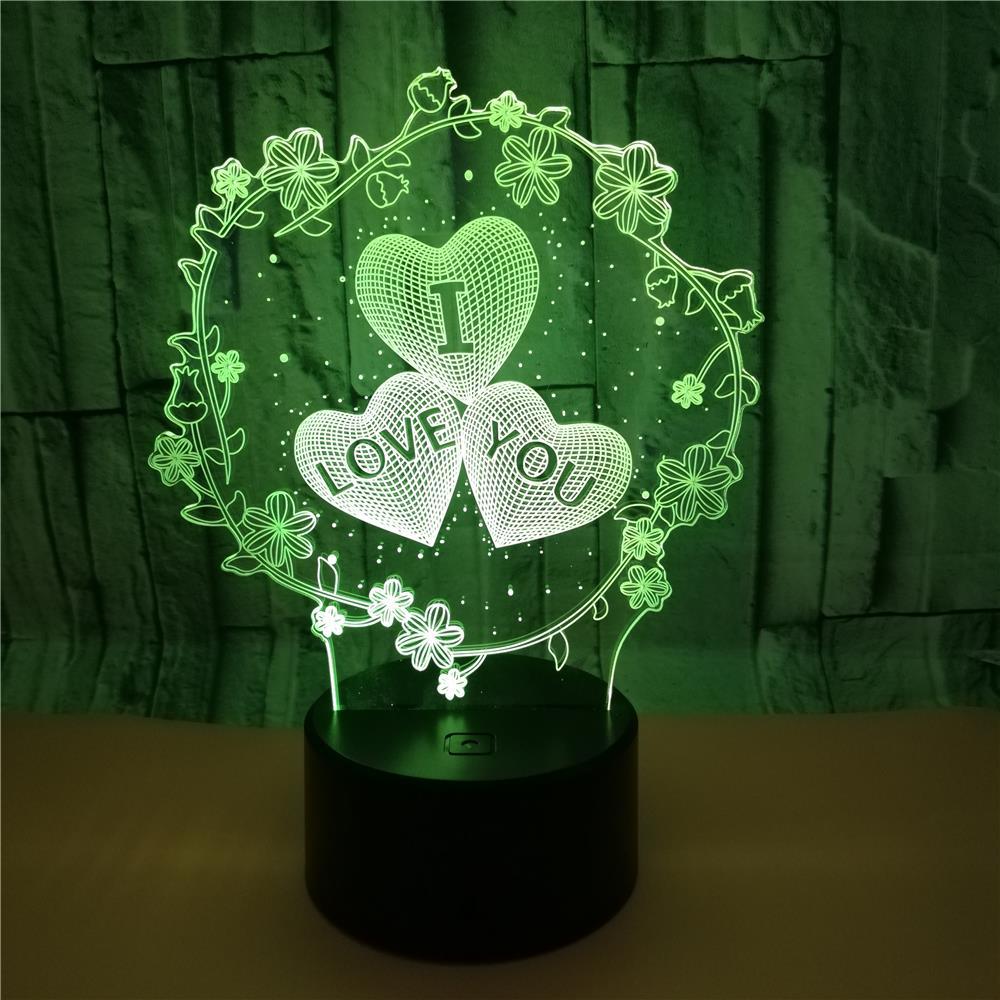 3D LED Love Lamp - I LOVE YOU Pattern Touch Control for Valentine's Day & Wedding Gift