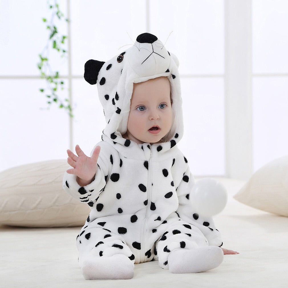 Flannel Baby Cartoon Jumpsuit – Soft Long-Sleeved Hoodie Onesie | Newborn & Infant Crawling Outfit