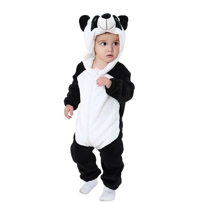 Flannel Baby Cartoon Jumpsuit – Soft Long-Sleeved Hoodie Onesie | Newborn & Infant Crawling Outfit