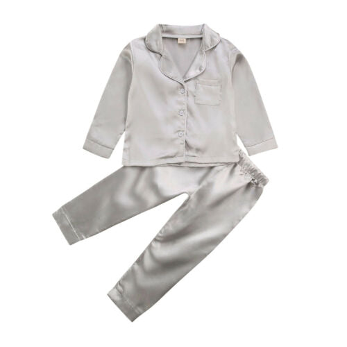 Kids Satin Long‑Sleeve Pajama Set – Soft, Lightweight & Cozy Sleepwear (Ages 1–7)