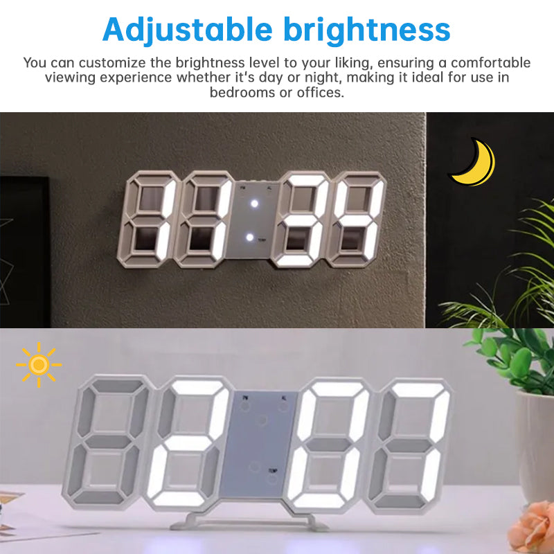 3D LED Digital Alarm Clock - Colorful Display 12/24 Hour Format for Bedroom & Office
