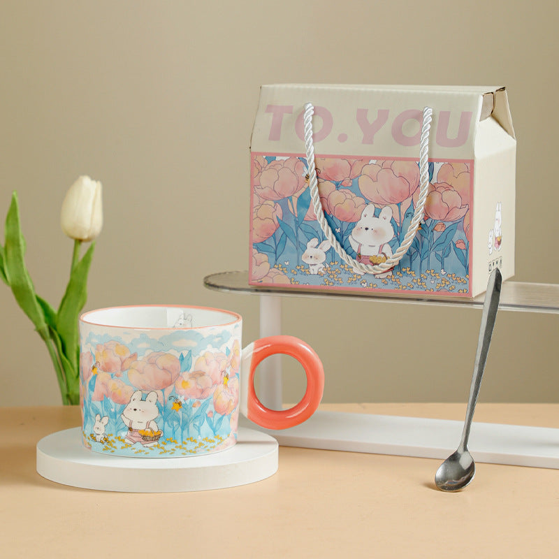 Creative Ceramic Mug – Cute Animal Coffee Cup Gift | Rabbit & Tiger Design