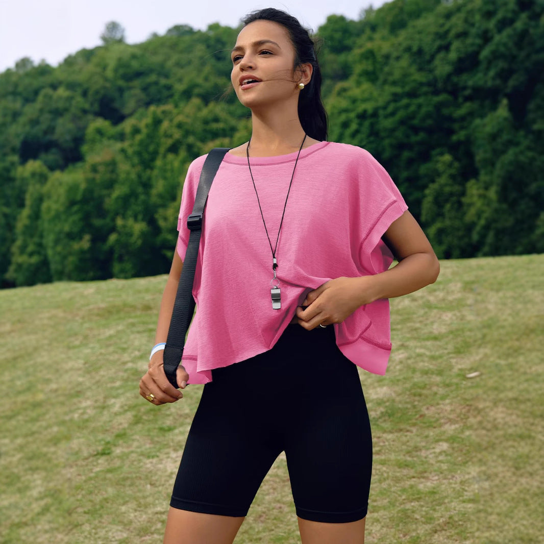 Women's Breathable Yoga T-Shirt - Loose Fit Sports Top with Beautiful Back