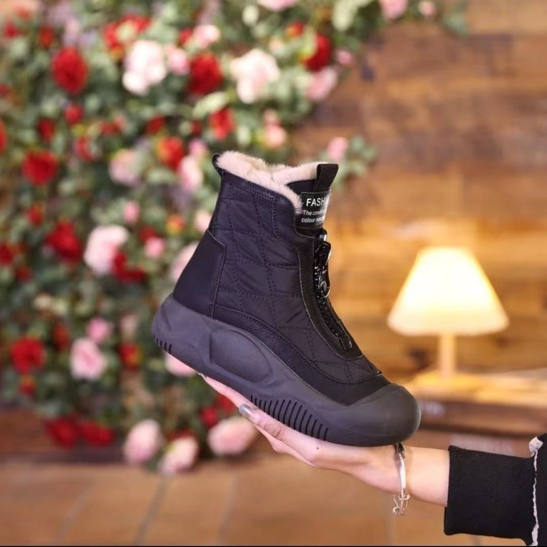 Women’s Retro Mid‑Top Winter Boots – Warm Lining, Anti‑Slip Rubber Sole & Daily Comfort