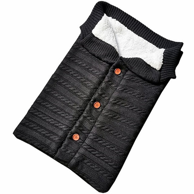 Knitted Baby Winter Sleeping Bag – Warm Wool Footmuff for Stroller | Newborn Swaddle Sleepsack