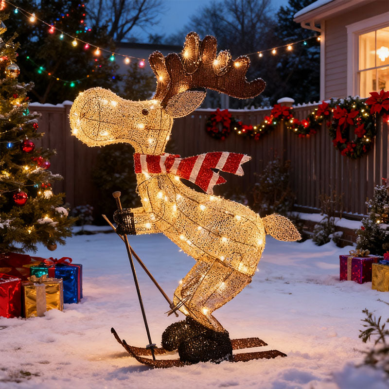LED Skiing Reindeer Christmas Ornament - Lawn & Tree Decor