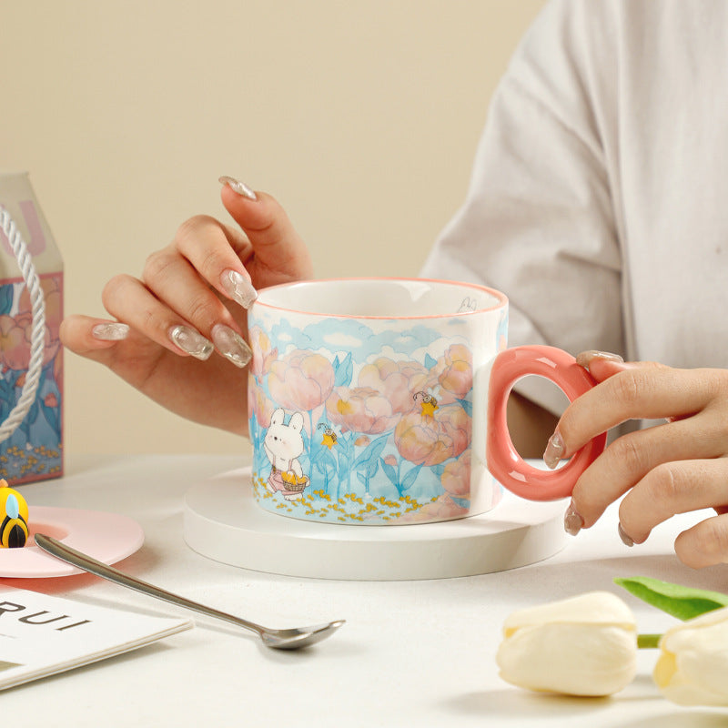 Creative Ceramic Mug – Cute Animal Coffee Cup Gift | Rabbit & Tiger Design