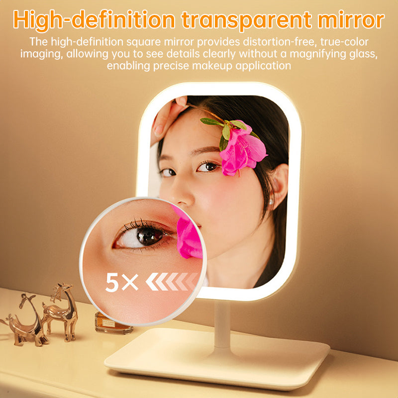Large Square LED Makeup Mirror with Adjustable Lighting - Rotating Vanity Mirror 1-2PCS
