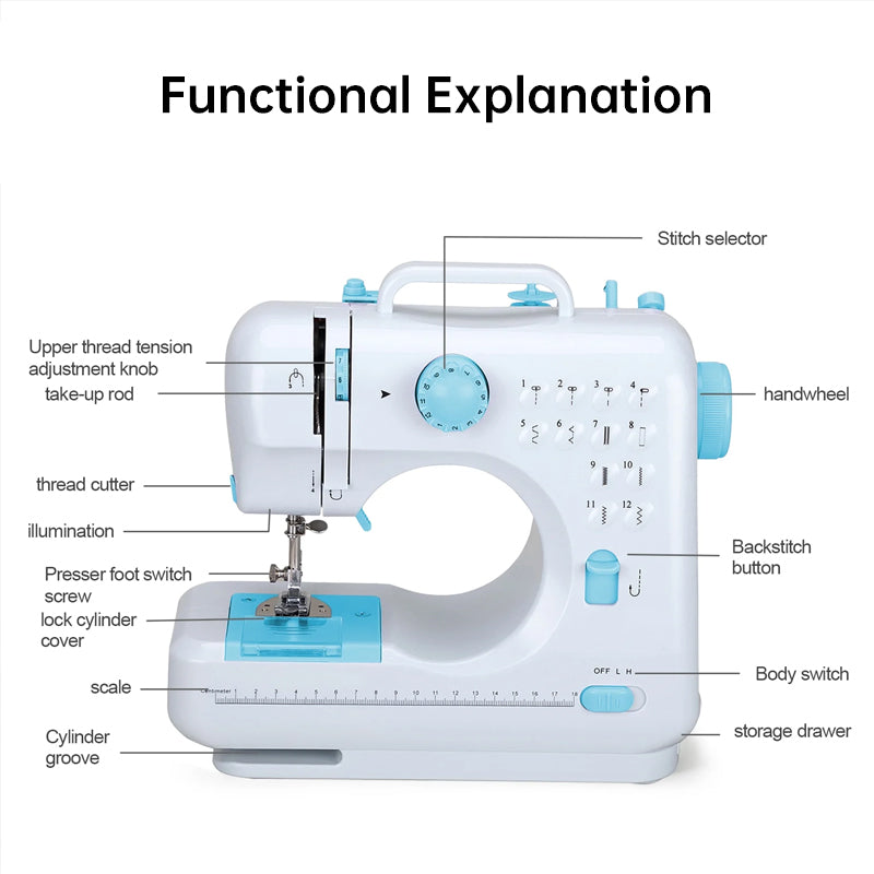 Portable Electric Sewing Machine - Adjustable Speed & Backstitch | Beginner