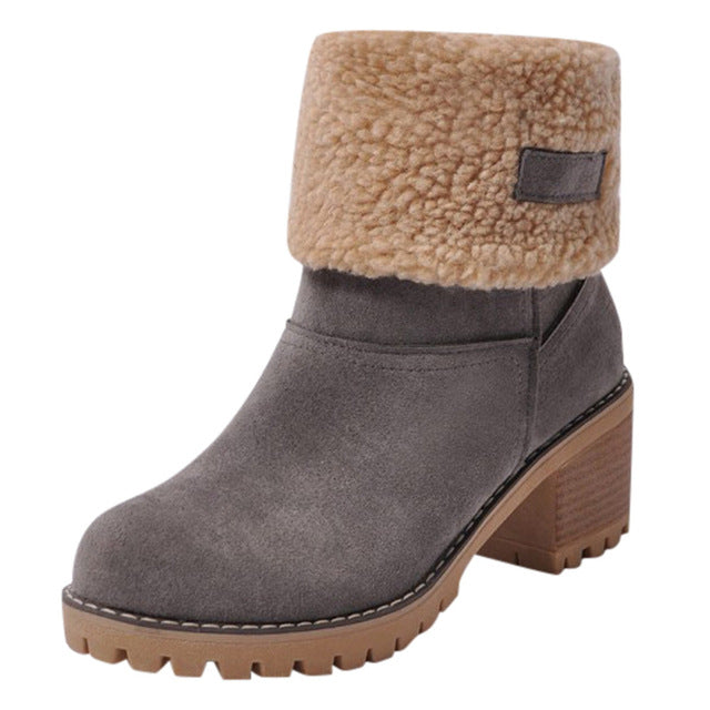 Women’s Faux Fur Ankle Winter Boots | High Heel, Warm Plush, Non‑Slip Fashion Booties