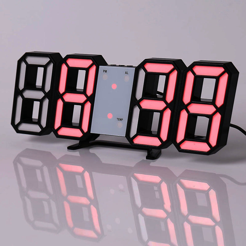 3D LED Digital Alarm Clock - Colorful Display 12/24 Hour Format for Bedroom & Office