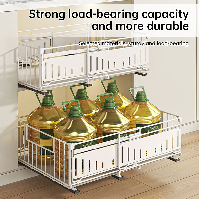 Telescopic Kitchen Drawer Organizer - Adjustable Slide-Out Storage Rack