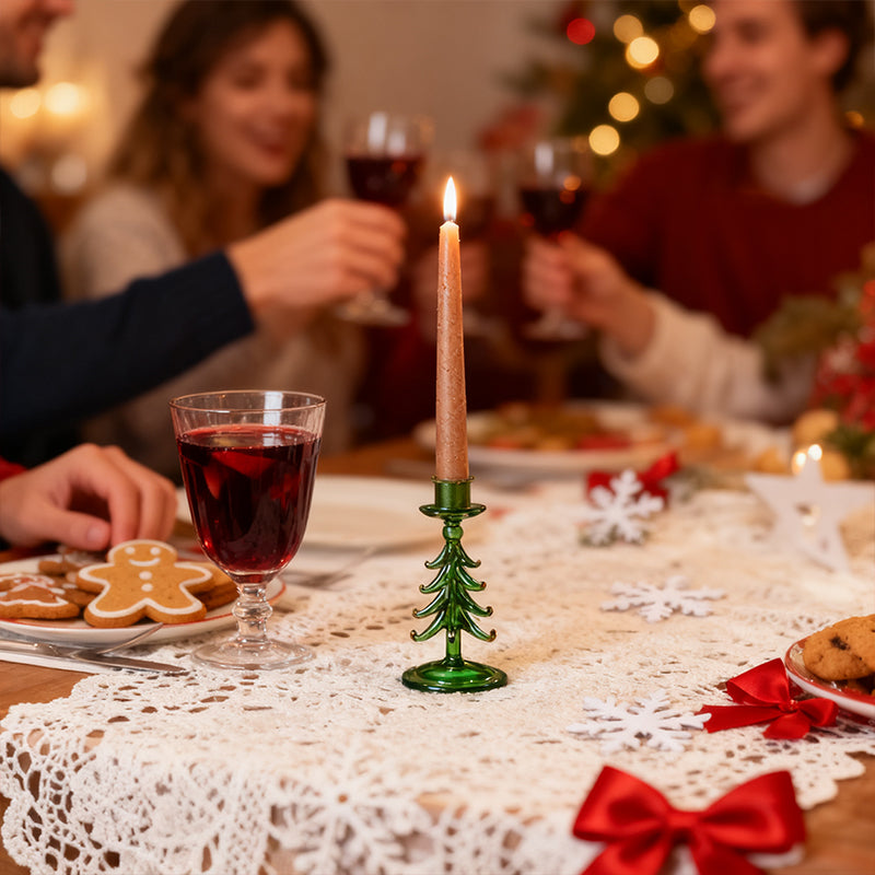 Nordic Glass Candle Holder - Christmas Tree Borosilicate Tabletop Decor