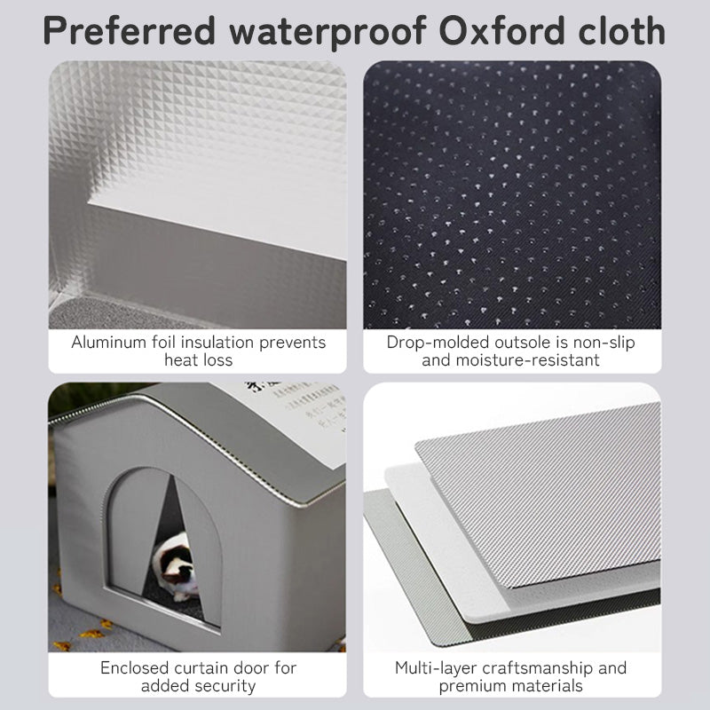 Insulated Outdoor Cat House - Weatherproof Shelter Raised Base