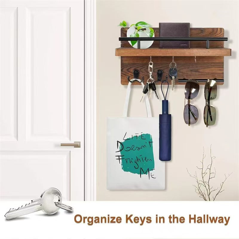 Wooden Wall‑Mounted Storage Shelf – Key, Mail & Entryway Organizer