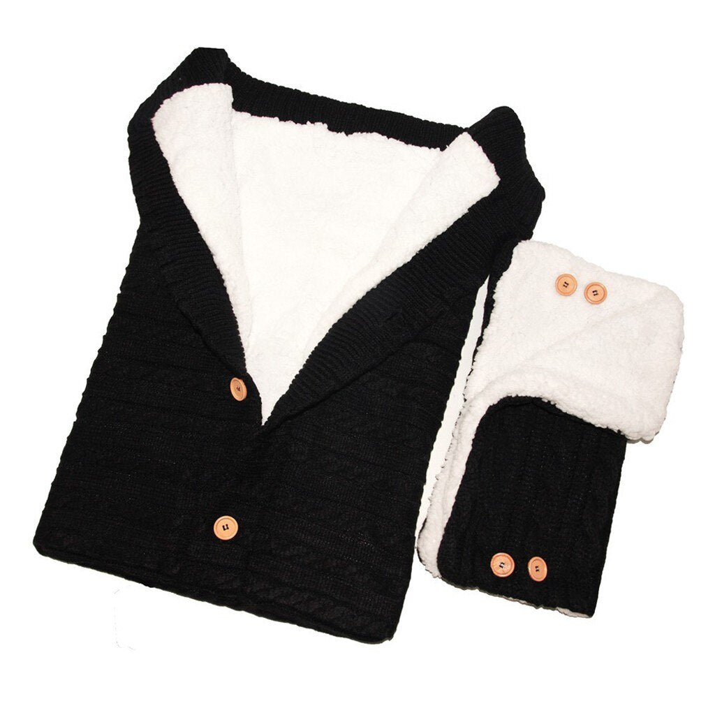 Baby Winter Swaddle Sleeping Bag with Stroller Gloves – Soft Fleece Wrap for Newborns