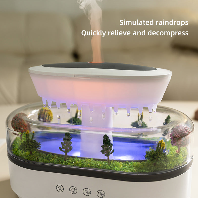 Raindrop Cool Mist Humidifier – Smart Aroma Diffuser with Lights & White Noise | Home Air Purifier