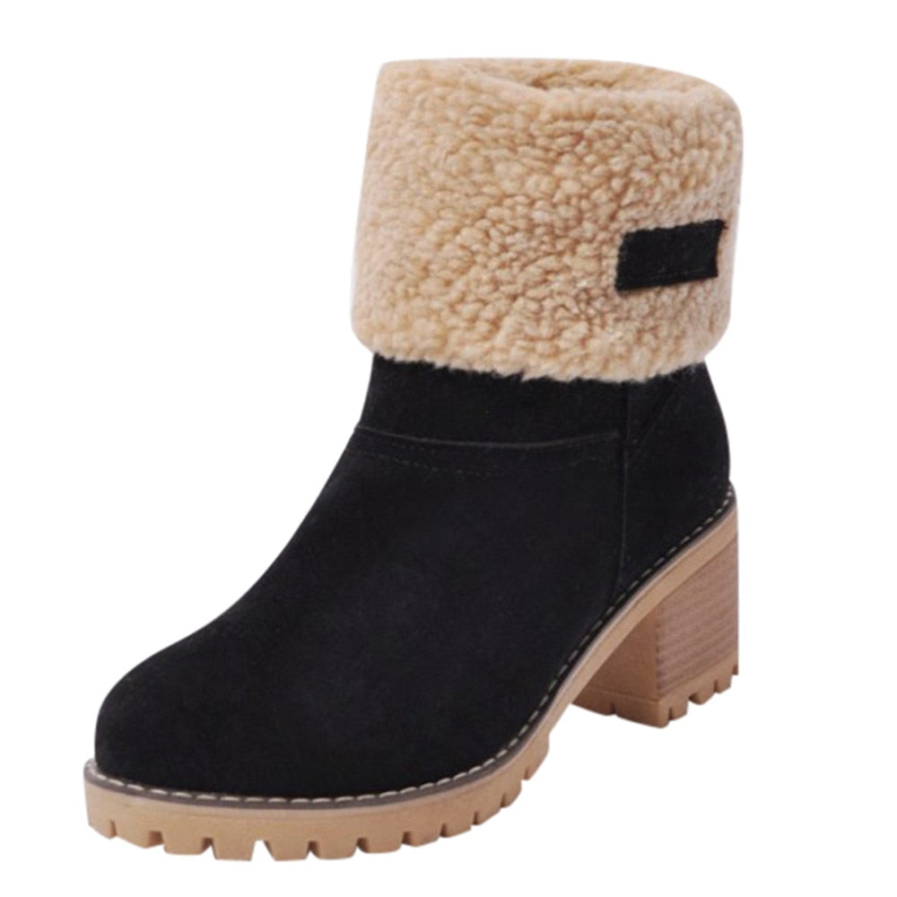 Women’s Faux Fur Ankle Winter Boots | High Heel, Warm Plush, Non‑Slip Fashion Booties