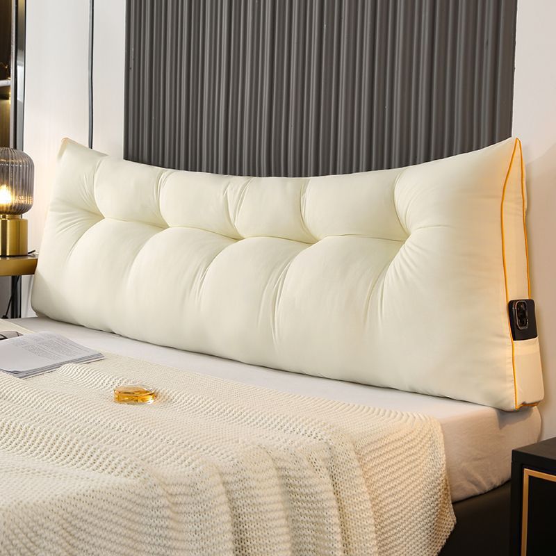 Fluffy Warm Feather-Cotton Backrest - Classic Solid Brushed Triangular Bed Cushion