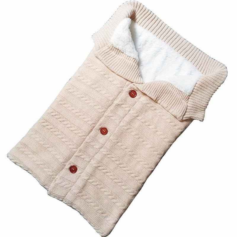 Knitted Baby Winter Sleeping Bag – Warm Wool Footmuff for Stroller | Newborn Swaddle Sleepsack