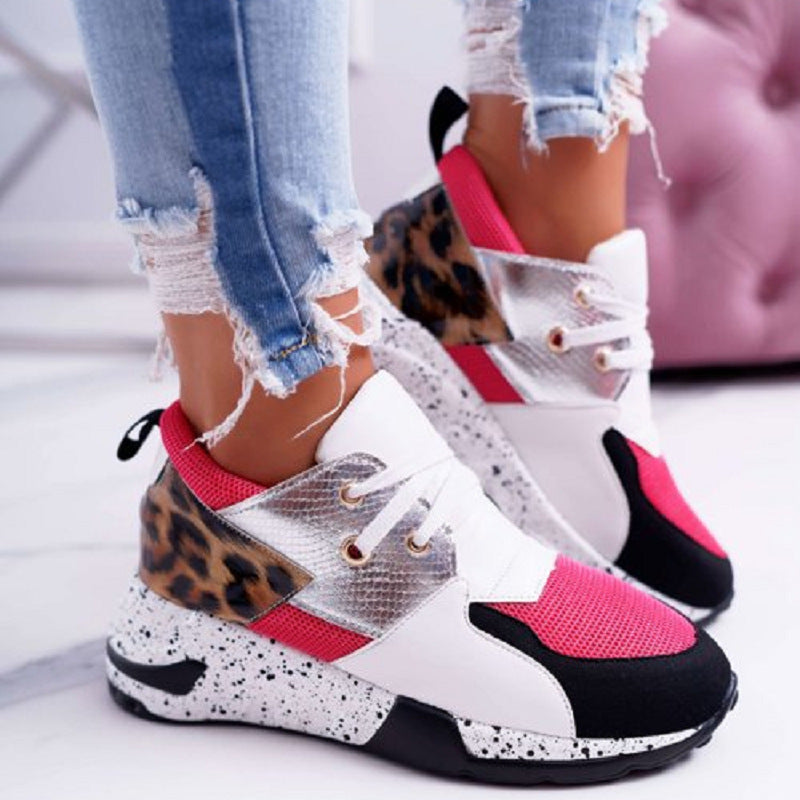Women’s Platform Mixed‑Color Sneakers – Lightweight Casual Running Shoes | Plus Size 35–42