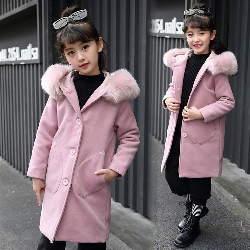 Chaqueta Cortavientos de Manga Larga Cálida con Capucha para Niñas