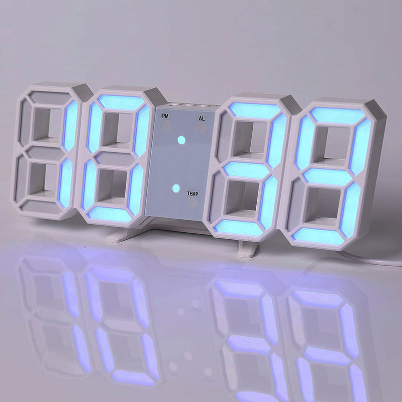 3D LED Digital Alarm Clock - Colorful Display 12/24 Hour Format for Bedroom & Office