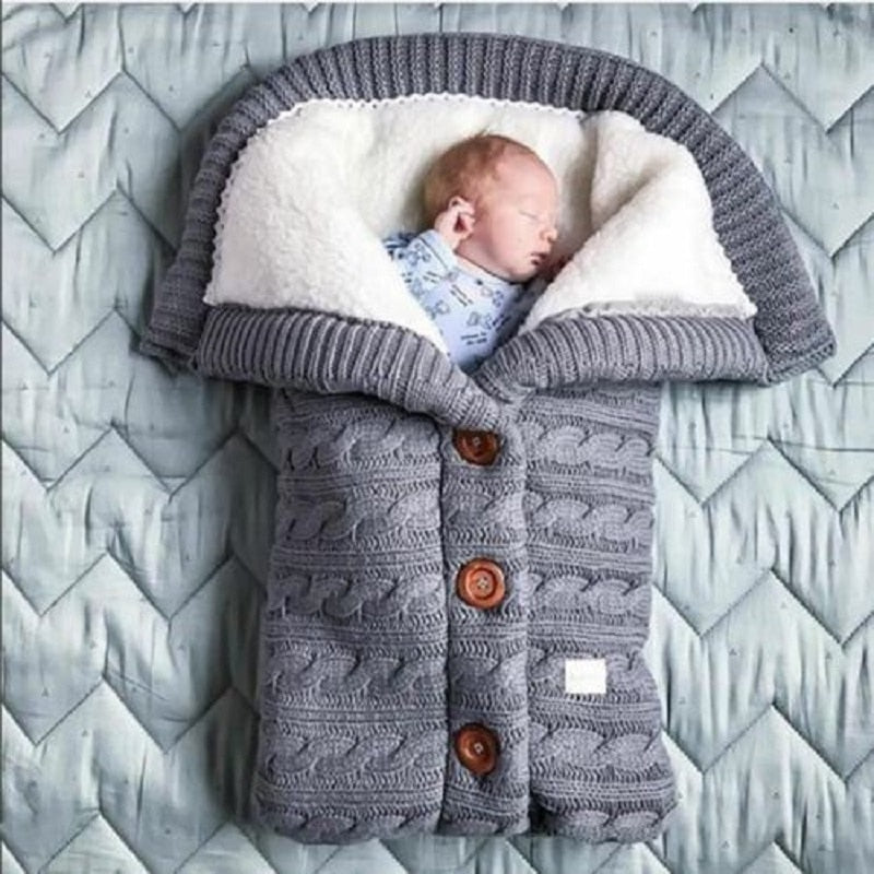 Knitted Baby Winter Sleeping Bag – Warm Wool Footmuff for Stroller | Newborn Swaddle Sleepsack