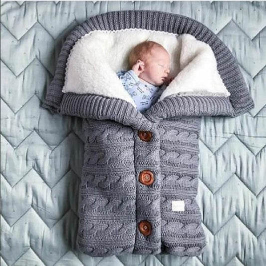 Knitted Baby Winter Sleeping Bag – Warm Wool Footmuff for Stroller | Newborn Swaddle Sleepsack
