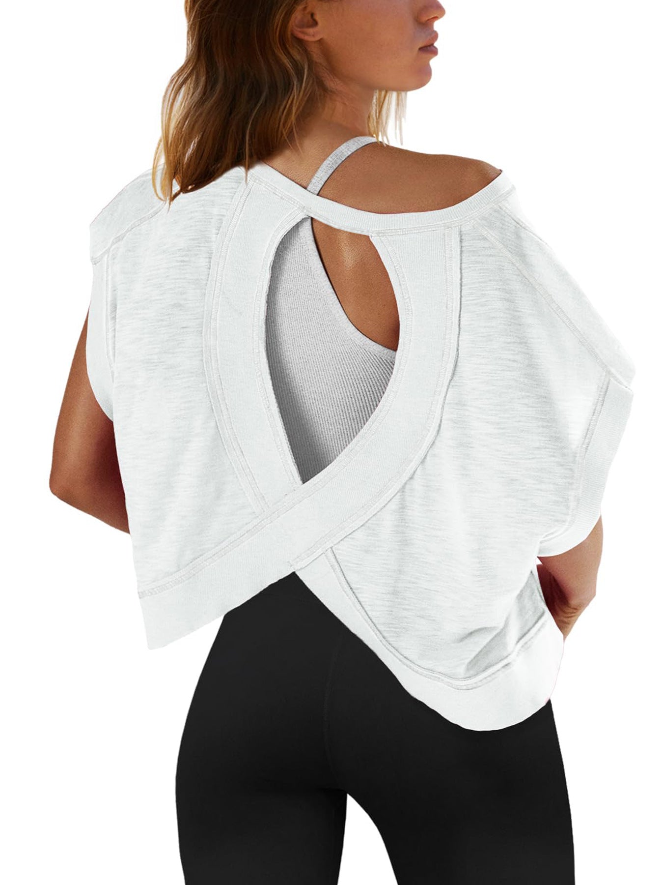 Women's Breathable Yoga T-Shirt - Loose Fit Sports Top with Beautiful Back