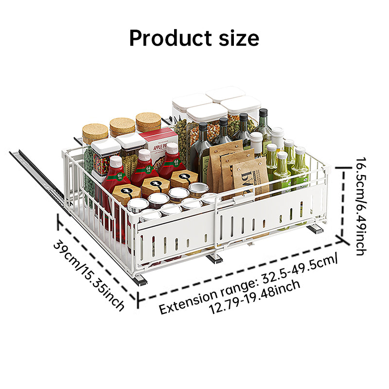 Telescopic Kitchen Drawer Organizer - Adjustable Slide-Out Storage Rack