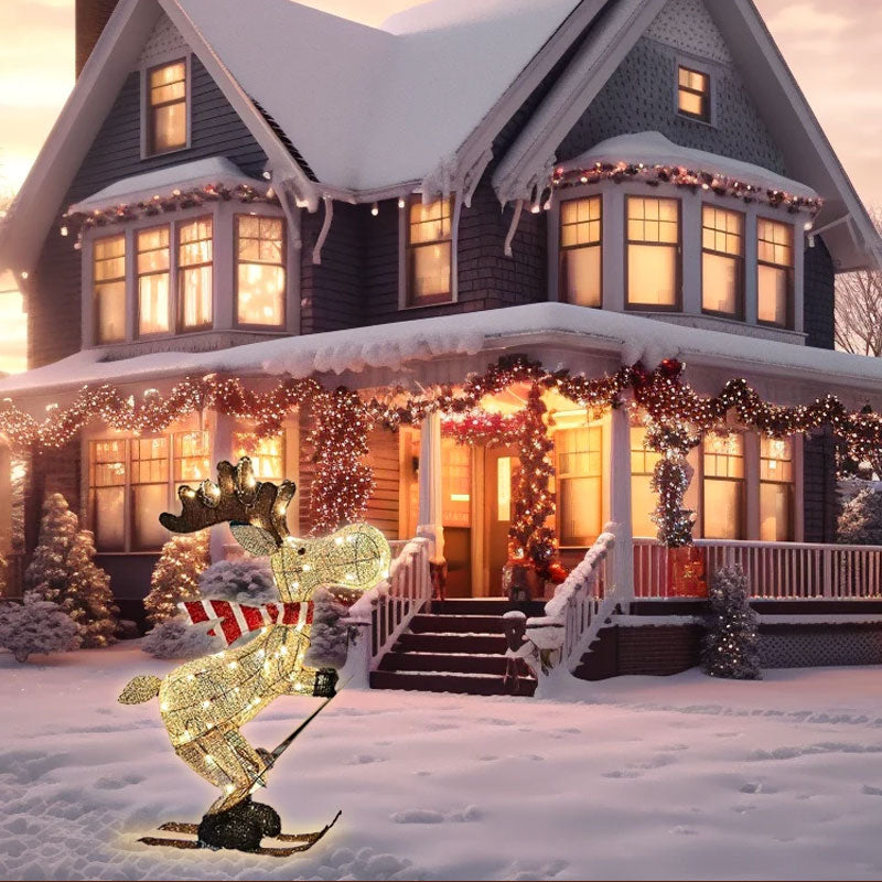 LED Skiing Reindeer Christmas Ornament - Lawn & Tree Decor