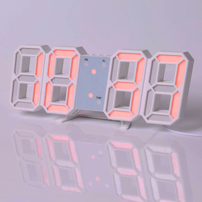 3D LED Digital Alarm Clock - Colorful Display 12/24 Hour Format for Bedroom & Office