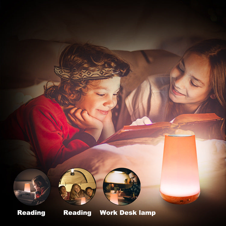 Wood Grain Touch Night Light with Remote Control - Rainbow Atmosphere Lamp for Bedroom