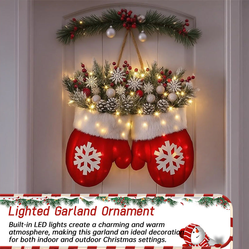 Creative Glove-Shaped Christmas Garland - Festive Door & Window Decoration for Holiday Parties