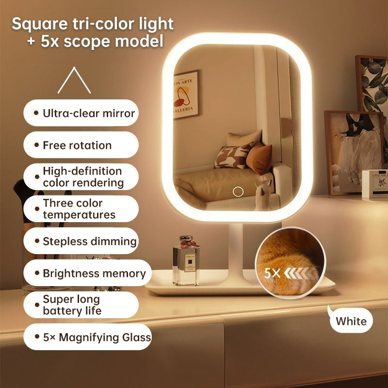 Large Square LED Makeup Mirror with Adjustable Lighting - Rotating Vanity Mirror 1-2PCS