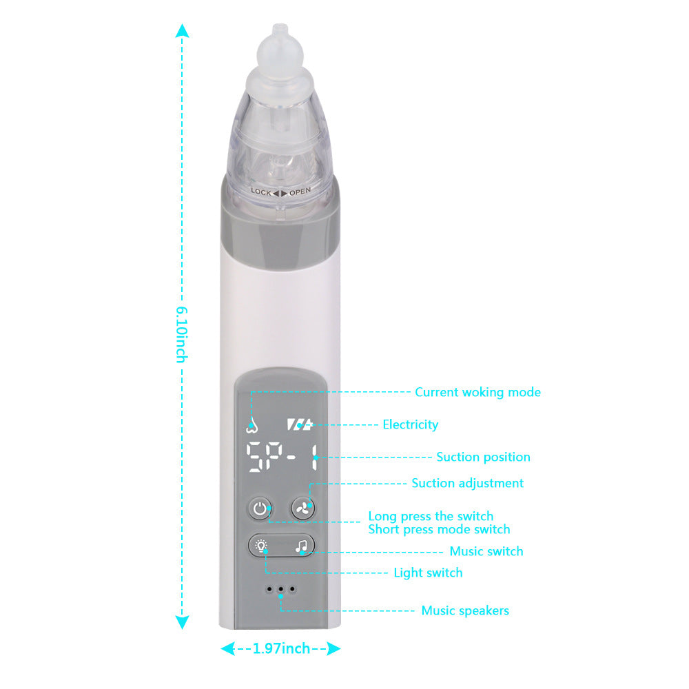 Electric Baby Nasal Aspirator – 3 Suction Levels with Music & Lights | Rechargeable Nose Cleaner