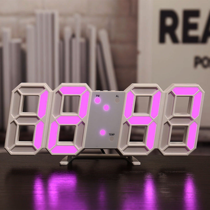 3D LED Digital Alarm Clock - Colorful Display 12/24 Hour Format for Bedroom & Office