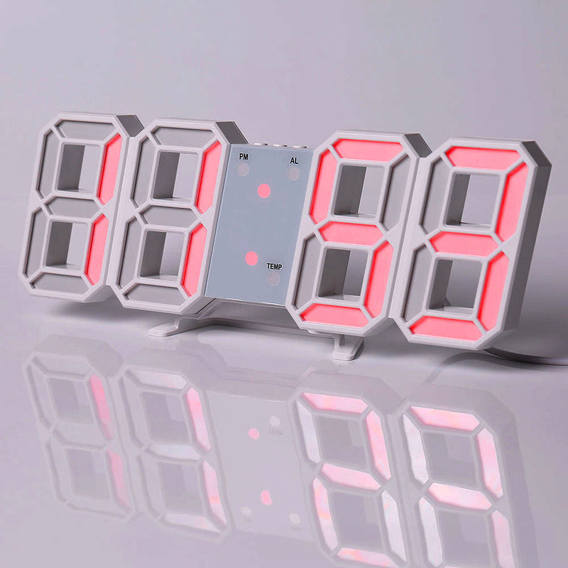 3D LED Digital Alarm Clock - Colorful Display 12/24 Hour Format for Bedroom & Office