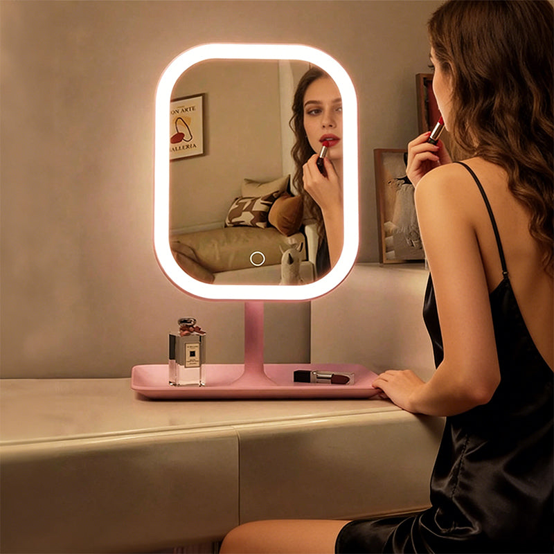 Large Square LED Makeup Mirror with Adjustable Lighting - Rotating Vanity Mirror 1-2PCS
